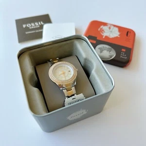 Fossil Stella Dreizeiger Datum Bicolor Edelstahl Uhr - Bild 1 von 5