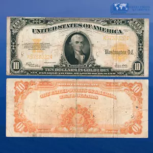 1922 $10 TEN Dollars RARE Gold Certificate Gold Seal, FINE CONDITION #33022 - Picture 1 of 1