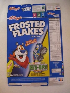 Kelloggs Frosted Flakes Cereal-Nascar-Hot Wheels-Rev-Ups-Empty Flat Box -2005 - Picture 1 of 2