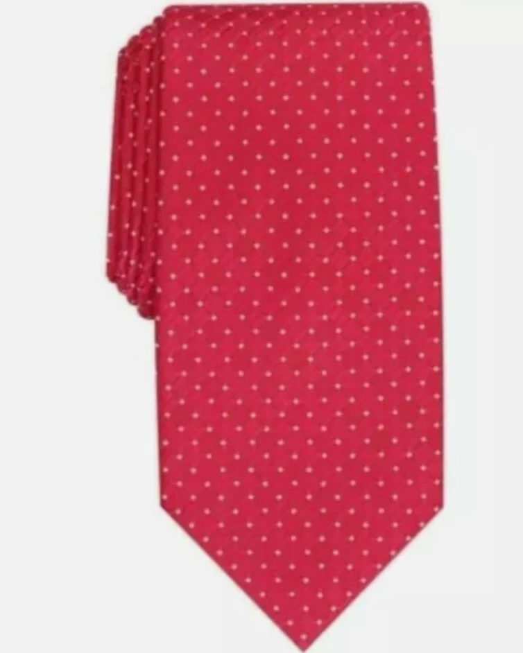 Perry Ellis Men's Neck Tie Red Kimball Micro-dot SKINNY Slim Silk 600