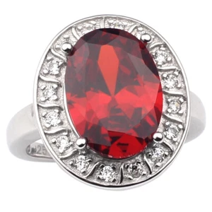 Sterling Silber Ring für Frauen großes ovales Schild Zirkonia Schmuck Dress Wear - Bild 1 von 16