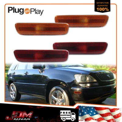 For 1999-2003 Lexus RX300 Amber Front Lens & Red Rear Side Marker Corner Lamp 4X - Image 1 of 4