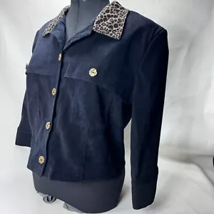 Vintage Blazer schwarz Gepard Leopard Druck Nina Piccalino Damen 14 Schulterpolster - Bild 1 von 24