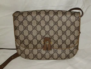 BOLSO DE HOMBRO DE CUERO DE LONA GUCCI GG DE COLECCIÓN - Imagen 1 de 12