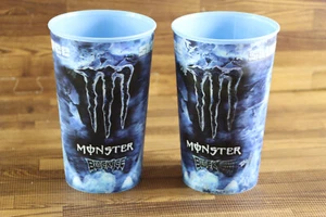 Lot of 2 2008 7-Eleven Slurpee Monster Black Ice Blue 32oz 3D Cup - Picture 1 of 6