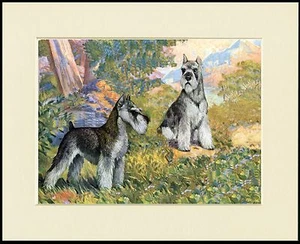 MINIATUR SCHNAUZER HUNDE SCHÖNER HUNDEDRUCK MONTIERT RAHMENFERTIG - Bild 1 von 1