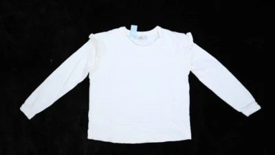 Loft Petite Ruffle Sleeve Sweatshirt Off White Cream Pullover Soft Womens SP - Image 1 of 4