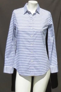 BANANA REPUBLIC Blue White Stripe Soft Wash Cotton Chambray Shirt Top size XS - Picture 1 of 5
