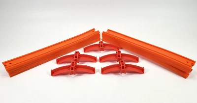Hot Wheels Upper Loop Connectors(5) & 12" Track Pieces(10) 1990 Red Orange - Image 1 of 4