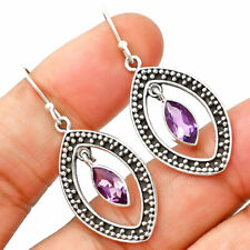 Natural Amethyst - Brazil 925 Sterling Silver Earrings Jewelry E-1088