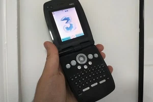 Boxed NEC E808 Black Mobile Phone flip QWERTY vintage collector movie prop film - Picture 1 of 12
