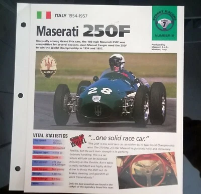 Imp  Maserati 250f information Specs dealer brochure hot cars race car scca indy - Image 1 of 4