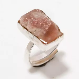 Anillos de piedras preciosas naturales de plata de ley 925 con piedras preciosas crudas ajuste de tamaño de joyería. - Imagen 1 de 3