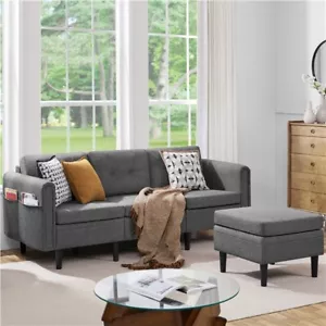 Ecksofa mit Ottomane Modernes 3-Sitzer Sofa Bequeme Couch Sessel L-Form - Bild 1 von 22