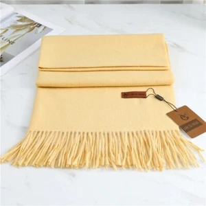 Cashmere Like Scarf Luxurious Extra Large Women Men shawl Pashmina Yellow - Picture 1 of 5