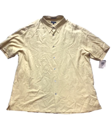 Alfani Shirt Adult 2XL Yellow Button Up Silk Casual Collared Mens MSRP $48 NWT - Image 1 of 4