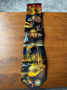 Men's Neck Tie, Boston at Night, Museum Artifacts, 100% Silk, NWT - Picture 1 of 4