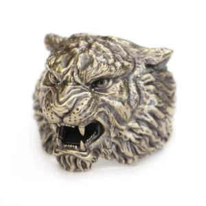 Huge Brass King of Tiger Ring Biker Rock Punk Jewelry BR396C UK Size N½ to Z4 - Picture 1 of 27
