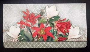 Michaels Brand POINSETTIA Holiday Note Cards 6.5" x 3.5" - Set of 5 - Picture 1 of 2