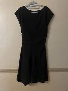 Halston Heritage Black Short Sleeve Dress Asymmetrical Hem Size 10 Black - Picture 1 of 4