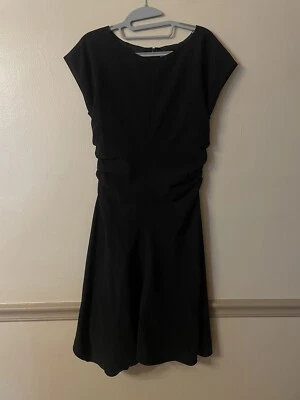 Halston Heritage Black Short Sleeve Dress Asymmetrical Hem Size 10 Black - Image 1 of 4
