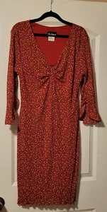 Be Smart Dress Junior Size 13/14 Red Floral Pullover Knee Length - Picture 1 of 3