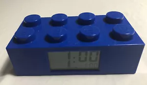 2010 LEGO Brick Alarm Clock Digital Display Blue Block LCD Light up Portable - Picture 1 of 10