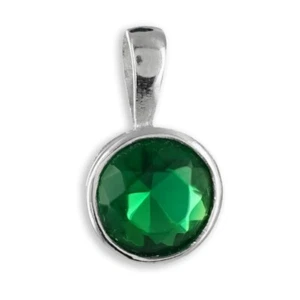 Anhänger  Rund    rhodiniert mit  Zirkonia  Farbe: Smaragdgrün - Picture 1 of 1