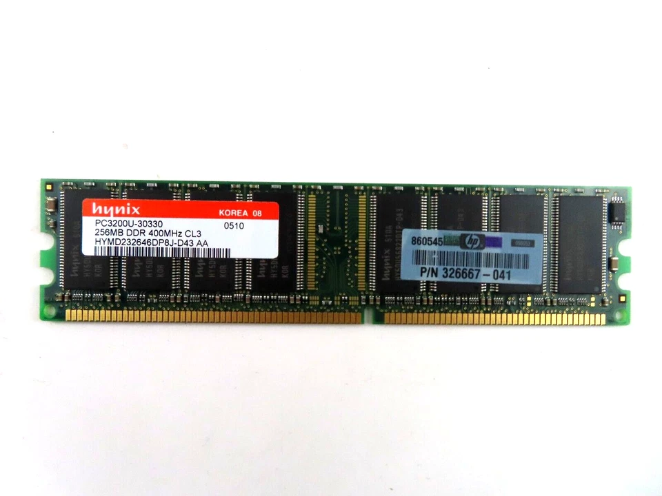 256MB DIMM DDR1 PC3200 400MHz (184 Pin) Memory - 326667-041 - Image 1 of 1