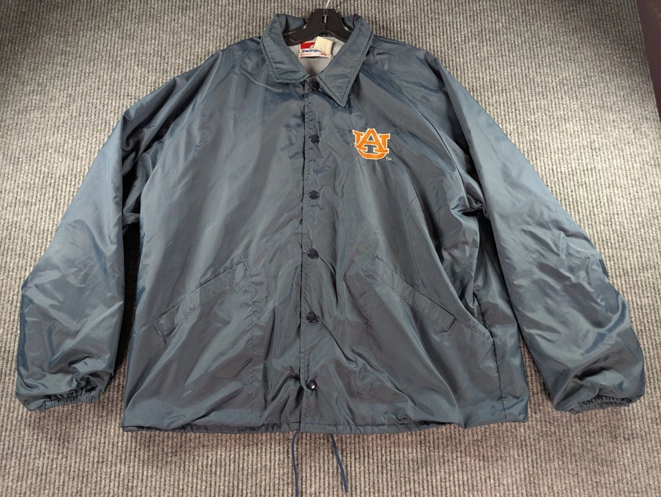 Chaqueta cortavientos a presión de colección Auburn Tigers para hombre XL gris Swingster hecha en EE. UU. Foto 1 de 4