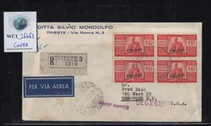 WC1_26463. TRIESTE FTT. Rare cover to New York w. block of 100 Lire DEMOCRATICA. - Picture 1 of 1