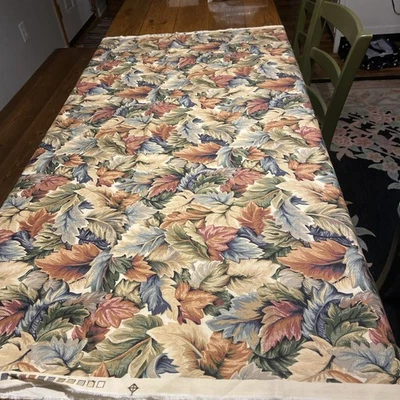 Vtg Portfolio Textiles Teflon Leaf Autumn Harvest Fall Cotton Fabric 86x54 PIECE - Image 1 of 4