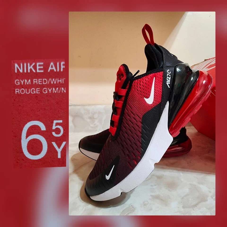 Молодежный размер 6,5 Nike Air Max 270 GS спортзал красный/белый черный 943345-603 работает 🔥🔥 - Изображение 1 из 1