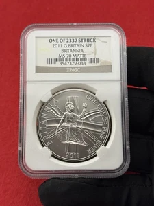 2011 Great Britain Silver Britannia NGC MS-70 Matte Finish Only 2337 Minted - Picture 1 of 2