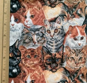 Robert Kaufman Baumwolle Katze Vintage Stoff Schnurrhaare und Schwänze Katzen alle über 40 x 106 Zoll - Bild 1 von 7