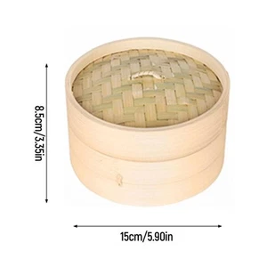 Natural Bamboo Steamer Basket Dim Sum Bamboo Steamers, Great for Asian Cooking, - Picture 1 of 15