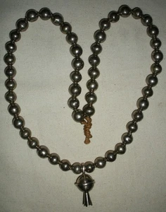 VINTAGE NAVAJO SQUASH BLOSSOM STERLING SILVER BEAD (PEARL) NECKLACE vafo - Picture 1 of 16