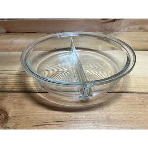PYREX Divided #595 Clear Glass Serving Bowl Casserole Chafing Dish 9.75 - Picture 1 of 8