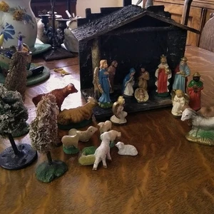 Vintage European Nativity Set – Hand-Painted Italian Creche Figures, Mid-Century - Picture 1 of 9