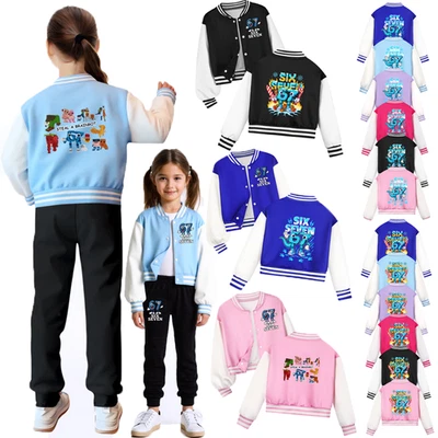 Kids Girls Boys 67 Steal A Brainrot Jacket Baseball Uniform Top Autumn Outerwear - Image 1 of 4