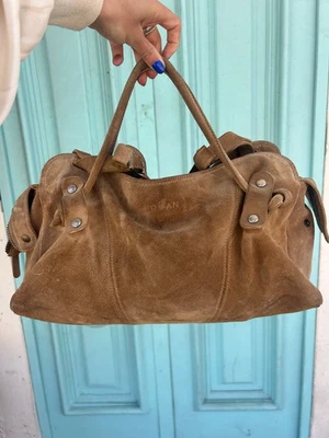 HOGAN TAN SUEDE DOUBLE HANDLE CROSS BODY STRAP HOBO BAG - Image 1 of 4