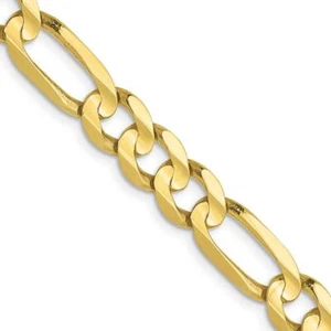 10k Gold 6mm Concave Figaro Bracelet 22" - Picture 1 of 3