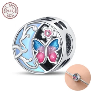 KUNSIR Sterling Silver 925 Butterfly Moon Charm Bead for Bracelets Family Charms - Picture 1 of 7