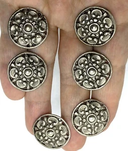 Antique Vintage 800 Silver Six Buttons 20.73g  - Picture 1 of 11