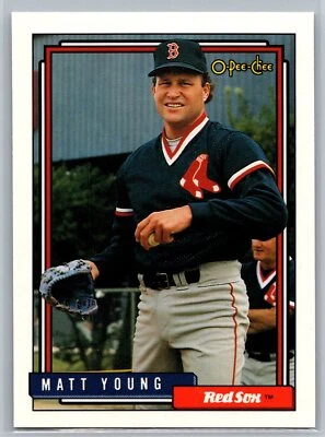 Matt Young 1992 O-Pee-Chee Set Break BASEBALL #403 Boston Red Sox - Image 1 of 2