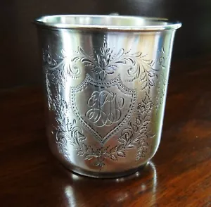 Antique Howard & Co. New York Sterling Silver Child's Baby Engraved Cup w Mono - Picture 1 of 7