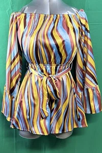 Hyfve Swirl Print Romper Off the Shoulder Size Small - Bild 1 von 9