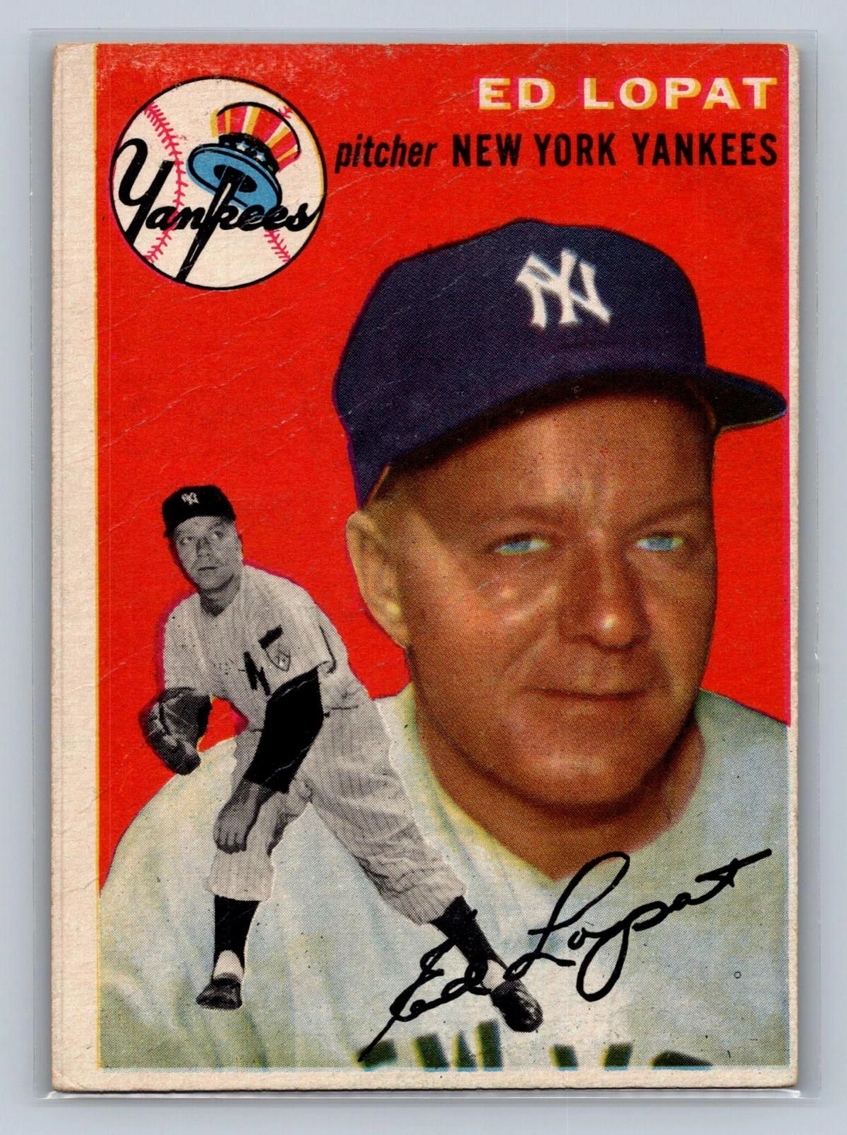 Ed Lopat 1954 Topps Canadian #5 GD wrinkles on front