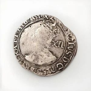 Charles I Hammered Silver Shilling Coin XII mm Triangle #PEE5 - Picture 1 of 2