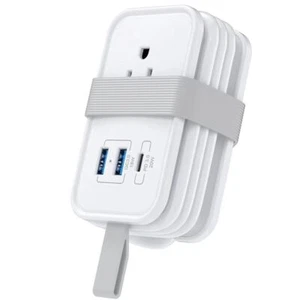 Uncaged Ergonomics Travel Power Strip with USB Ports (White) - Picture 1 of 9